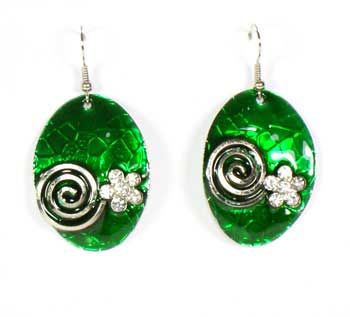 BOUCLES OREILLES EMAUX VERT STRASS